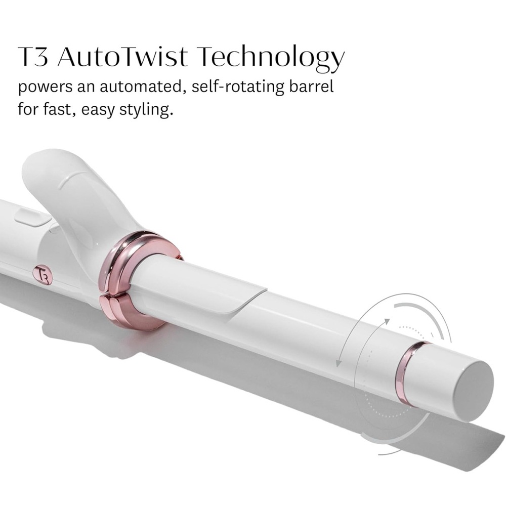 T3 CurlWrap Automatic Rotating Curling Iron - White and Pink